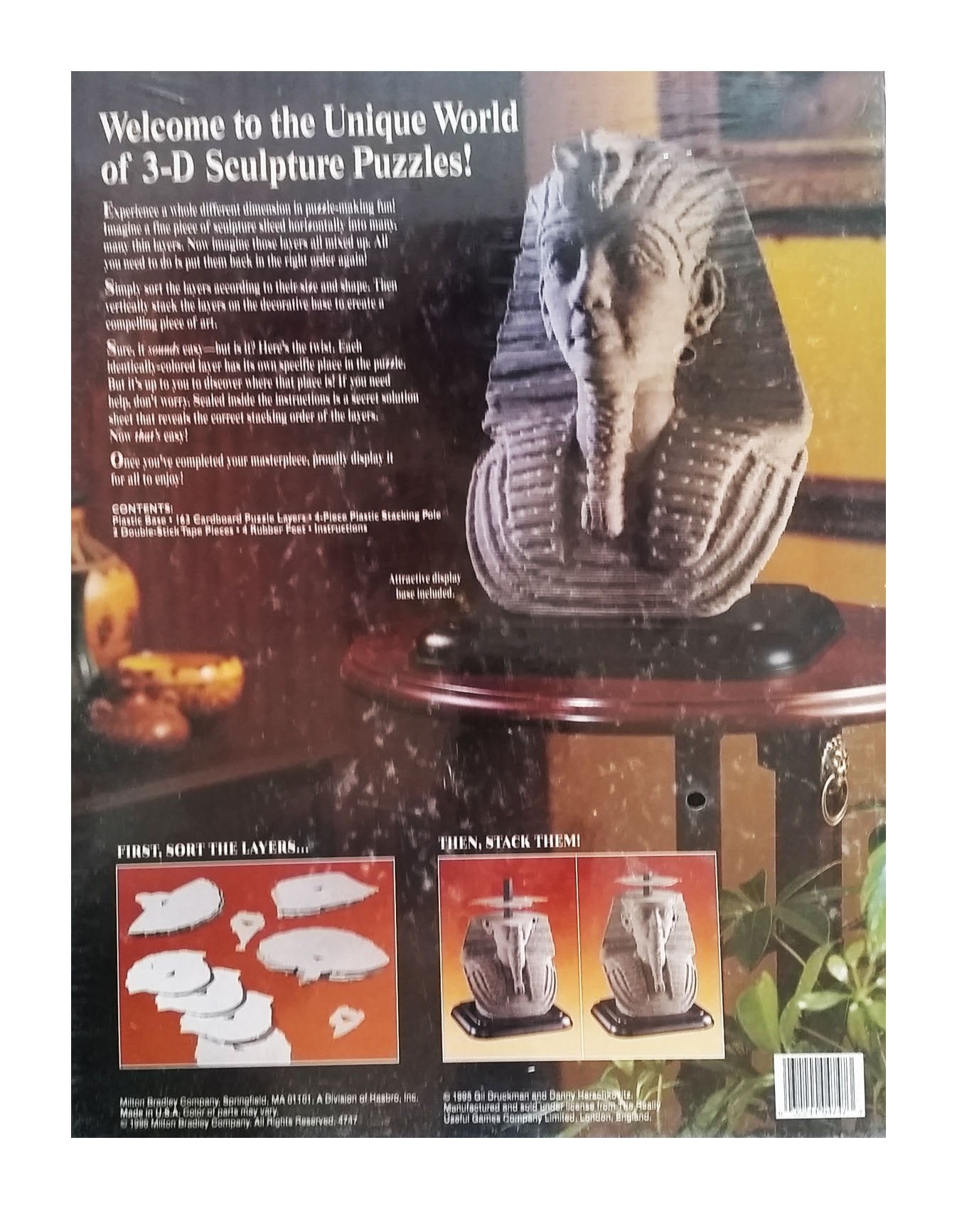 Milton Bradley 3D Sculpture Puzzle King Tut - 200 Pieces, Cardboard, Multicolored, Ancient Egyptian Assembly & Disassembly Set