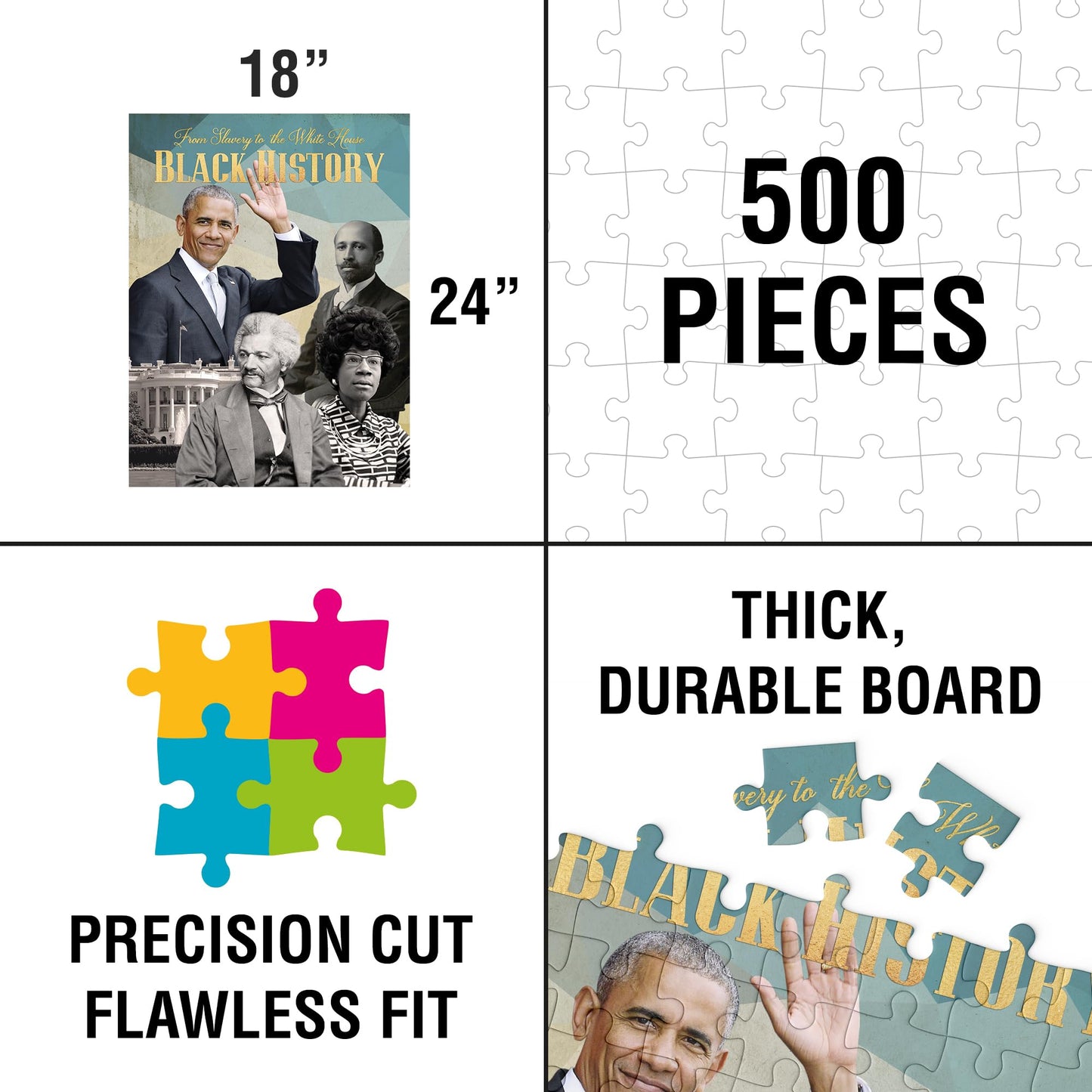 African American Expressions - From Slavery To The White House Black History Puzzle – 500-Piece African American Jigsaw Puzzle For Adults | Inspiring Cultural Journey