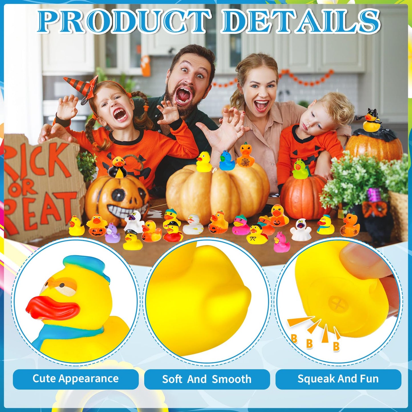 Leyndo 100 Pcs 2'' Rubber Ducks Party Favors Assorted Toy Bulk Mini Floater For Kids Trick Or Treat Supplies Goodie Bag Fillers