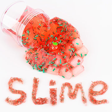 Red Jelly Cube Crunchy Slime, Soft Non-Stick Clear Crystal Slime, Stress Relief Toy For Girls And Boys, For Kids Party Favors Gi
