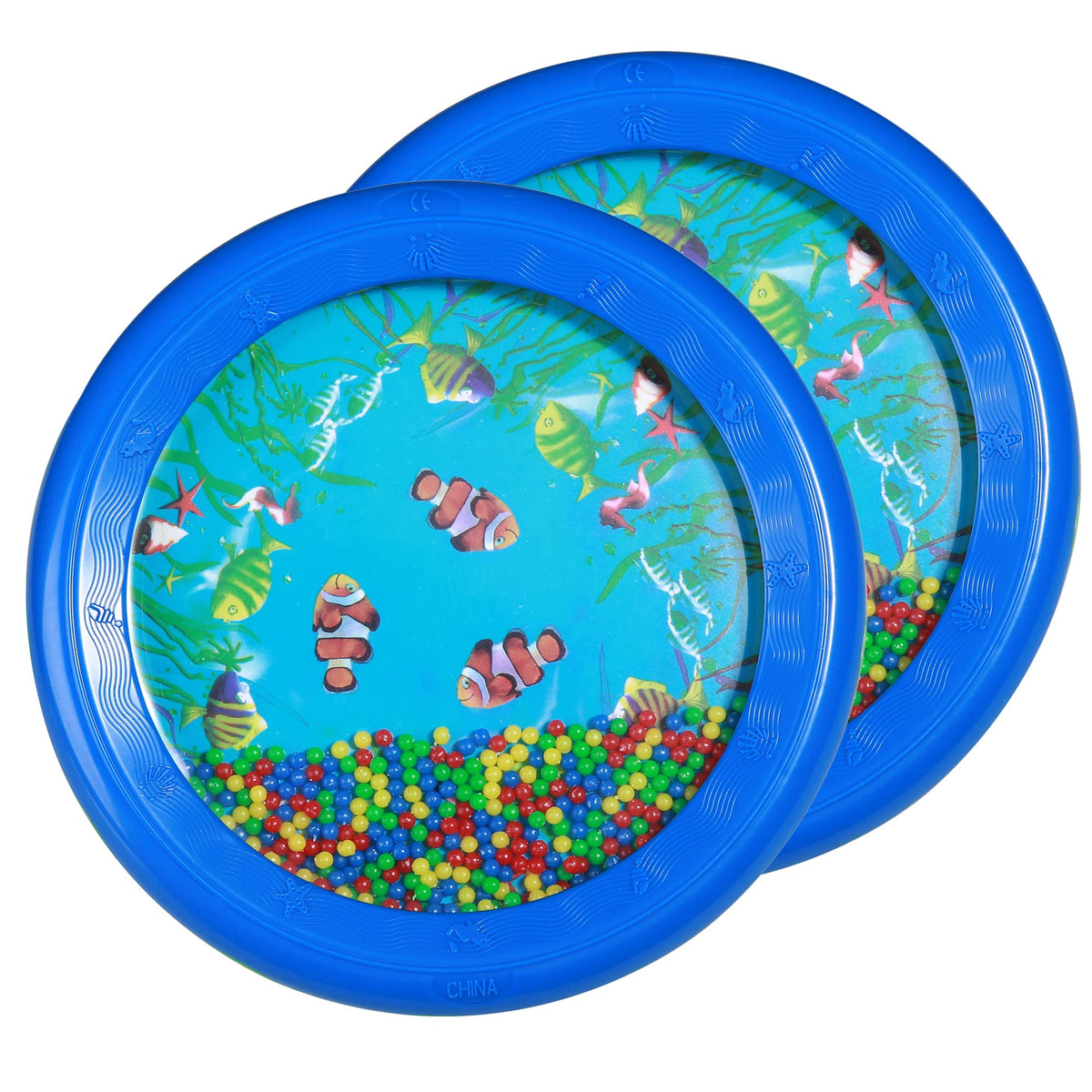 2 Pcs Ocean Drums Wave Bead Drums Sea Sound Drums Musical Instruments for Kid Child Baby