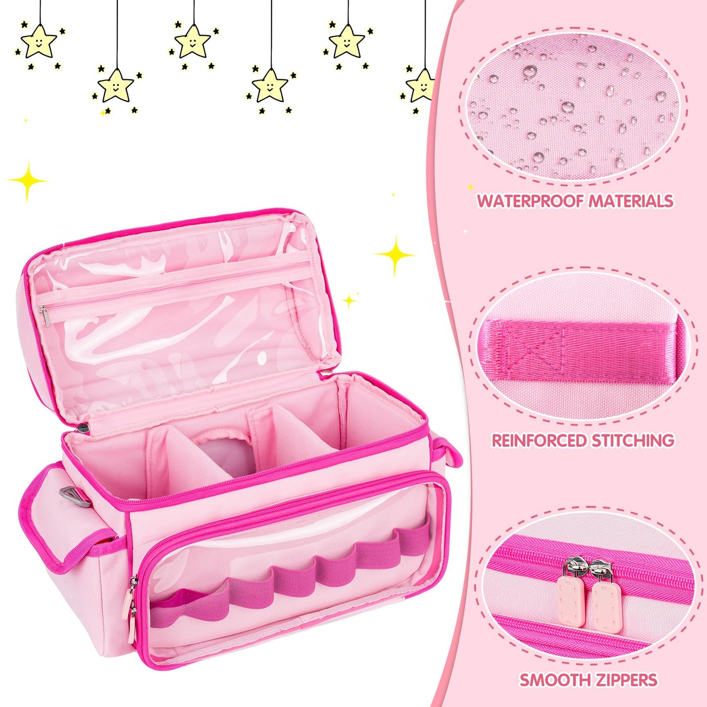 Jaffzora Carrying Case Compatible with Toniebox Starter Set Cute Storage Bag for Tonies Figures Characters Tonies Headphones & Accessories  Pink(Bag Only)