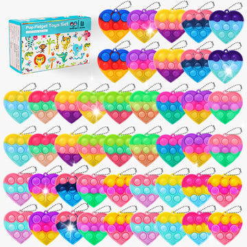 57PCS Kids Party Favors Fidget Toys Bulk Its Birthday Party Favors for Kids Toddlers mature-themed  Small Classroom Prizes Box Fidgets Toys for Kids  Goodie Bag Stuffers  Treasure Chest  Pop Fidget Keychain