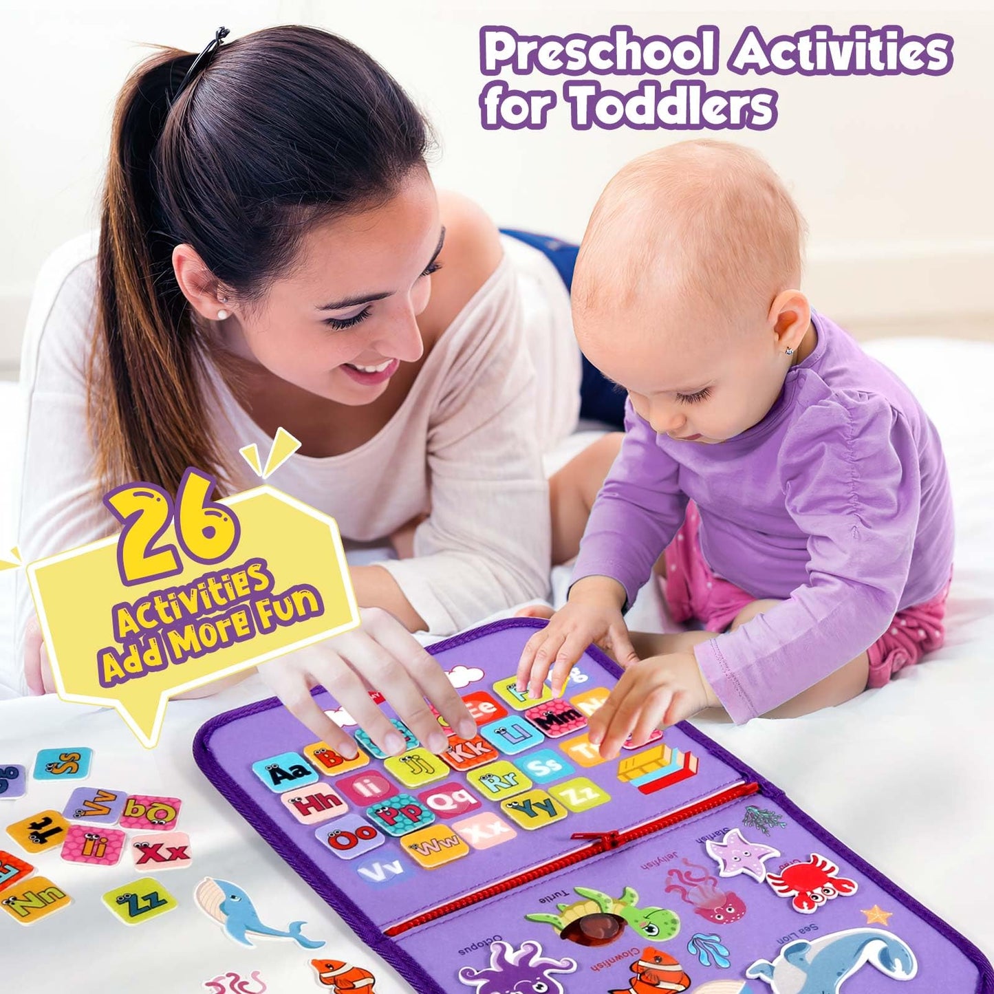 Winblo Toddler Busy Board - Montessori Toys For 2-3 Year Old Girl Birthday Gift - Busy Book For Toddlers, Montessori Educational Learning Travel Activities Toys For Kids Ages 2-4