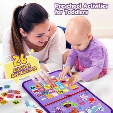 Winblo Toddler Busy Board - Montessori Toys For 2-3 Year Old Girl Birthday Gift - Busy Book For Toddlers, Montessori Educational Learning Travel Activities Toys For Kids Ages 2-4