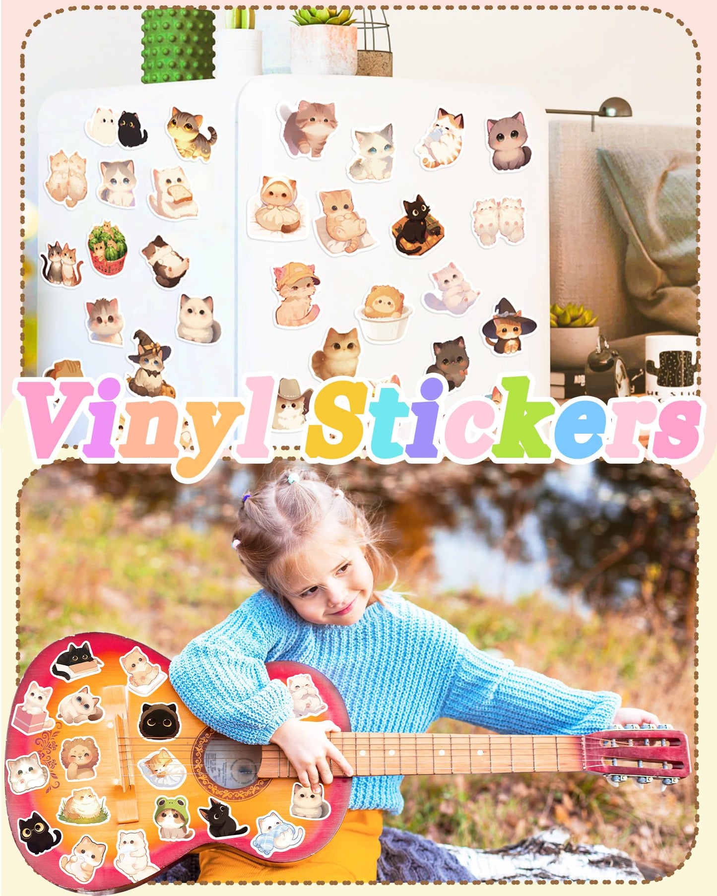 300 Pcs Cat Stickers For Kids, Cute Water Bottle Stickers Kawaii Stuff For Classroom Prize, Cute Things Vinyl Students Gifts Cat