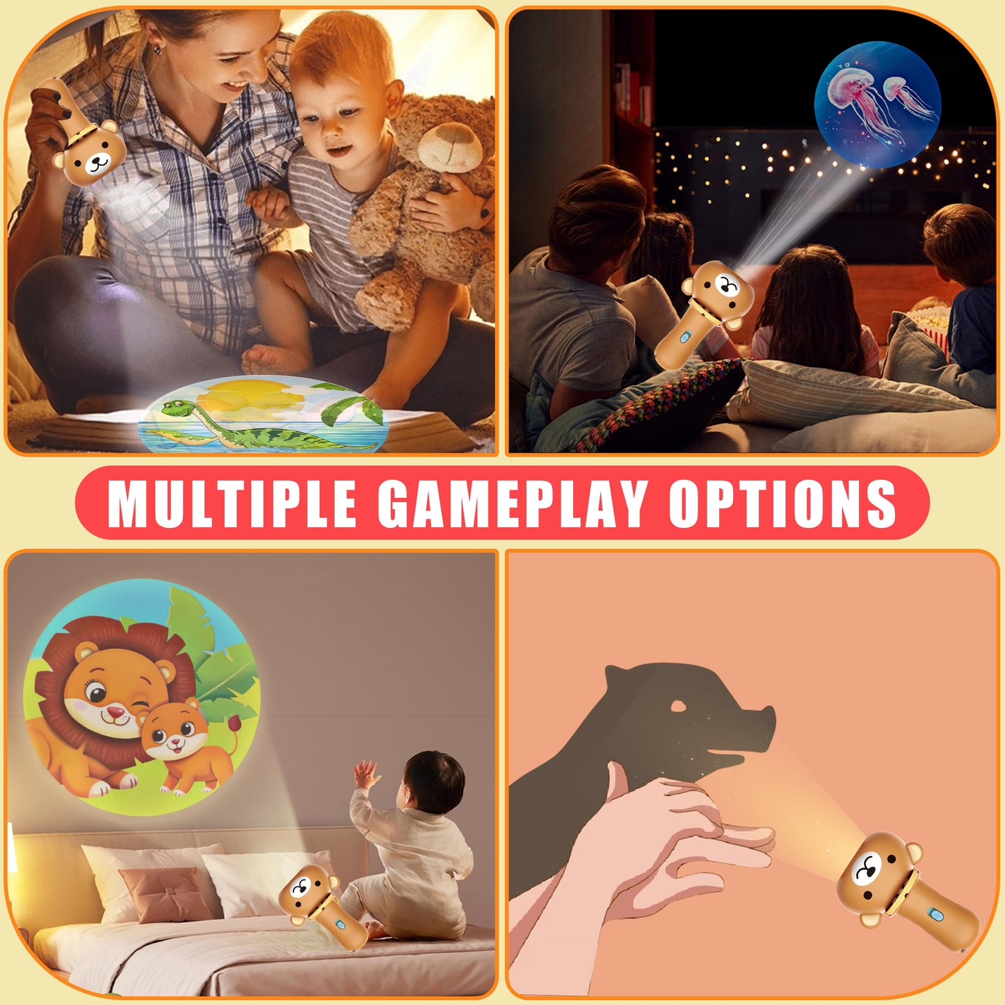 Baby Educational Projector Toddler Toys, Kids Toy Flashlight Projector For Girls And Boys With Dinosaurs Numbers 26 Letter Multi-Theme, Ideal Baby Toy For Learning Nightlight Cognition Bedtime