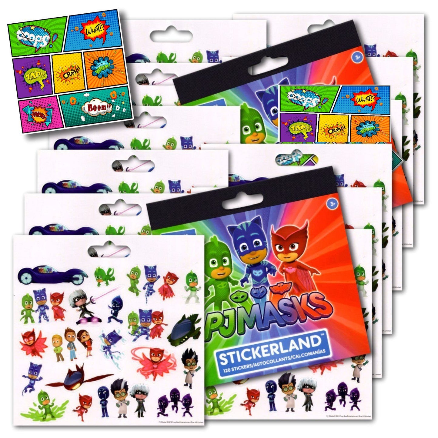 PJ Masks Stickers Party Favors - Bundle of 12 Sheets plus 2 Jumbo Specialty Comic Pop Art Reward Stickers