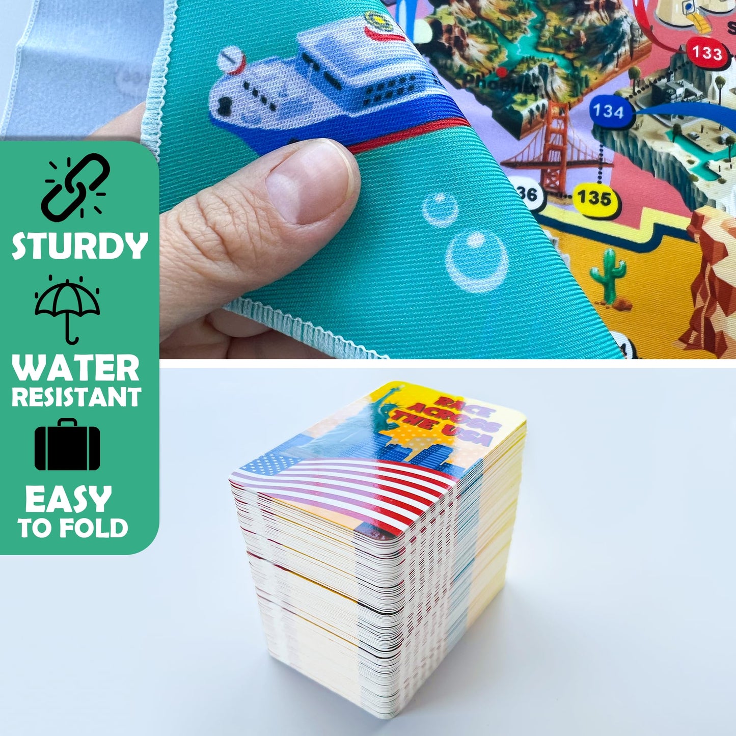 Quokka Board Game 1 To 10 Players - Learning, Educational - Geography, United States - 120 Question Cards, Top Facts - Indoor, Outdoor - Kids, Teens, Adults, Family