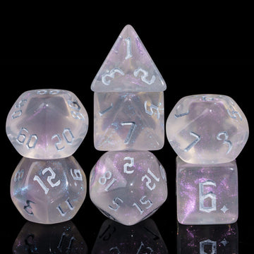 Poludie 7-Die DND Dice Set Polyhedral Dice Set with Leather Bag D&D Dice Set for Dungeons and Dragons RPG MTG Table Games (Trans