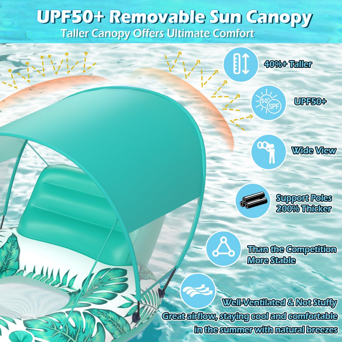 Jasonwell Pool Floats with Canopy - Inflatable Pool Float mature-themed Lounger Floaties Raft Floating Chair for Swimming Pool Lake Water Lounge Float with Cup Holders Beach Pool Party Toys for mature-themeds (Green)