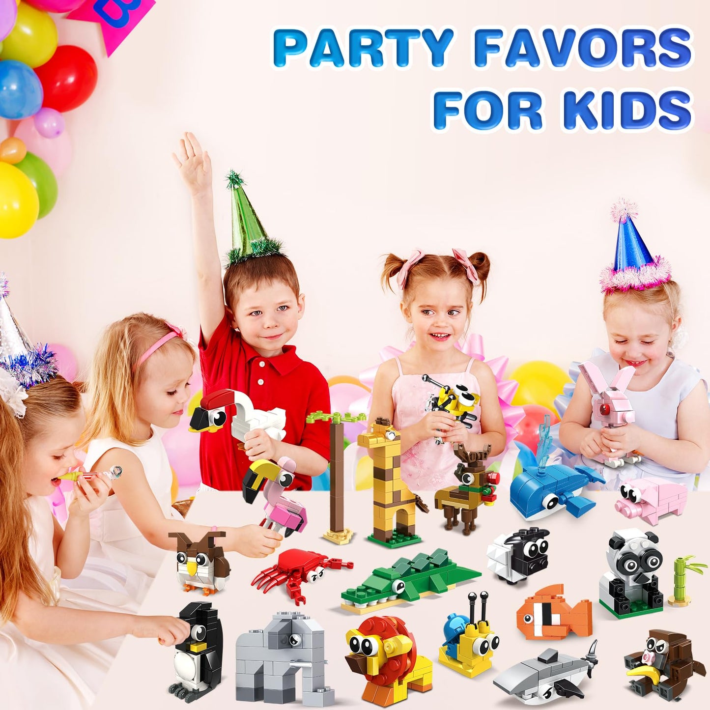 HOGOKIDS Building Blocks Set - 20 Pack Colorful Animal Toys for Kids Ages 6-12, Perfect for Party Favors, Easter Gifts, and Classroom Prizes