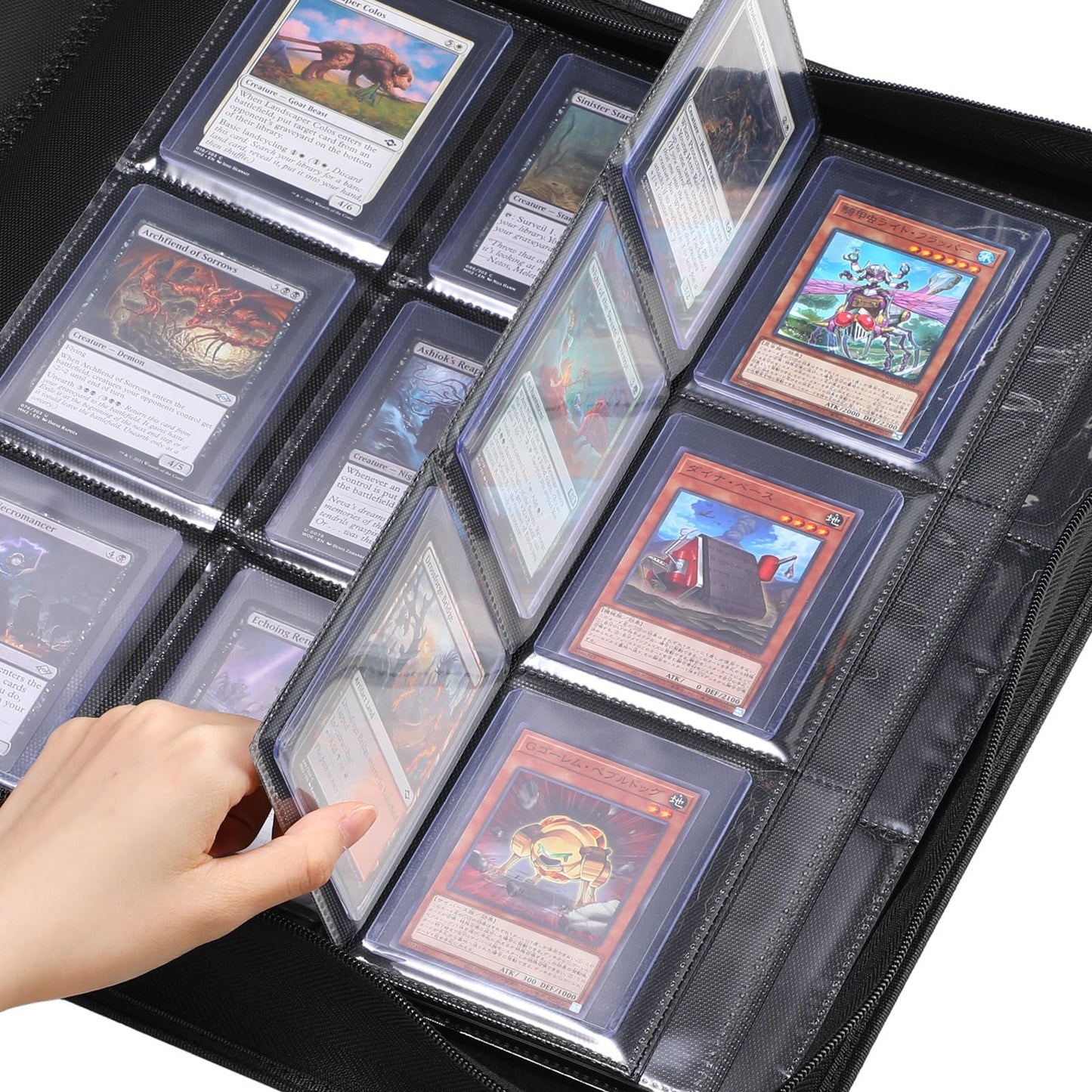 Sibonic 9 Pocket Toploader Binder, Holds 360 3   X4    Toploader Hard Cases, Sleeves Card Collection Binder, 20 Double Sided Pag