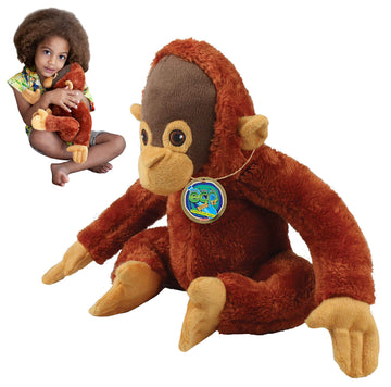 Ecobuddiez - Orangutan From Deluxebase. 12 Inch Orangutan Plush Toy. Eco Friendly Child Safe Monkey Stuffed Animal Made From Recycled Plastic Bottles.