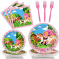 Wiooffen 96 Pieces Horse Birthday Plates Napkins Kentucky Derby Pink Horse Party Decorations Horse Paper Plates Cowgirl Western