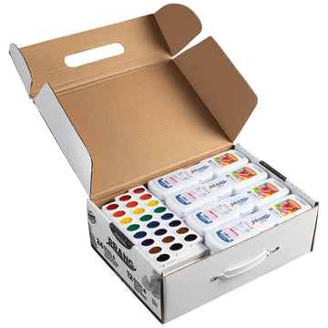 Prang Oval Pan Watercolor Set Master Pack, 8 Assorted Colors, 12 Refill Trays, 24 Paint Sets