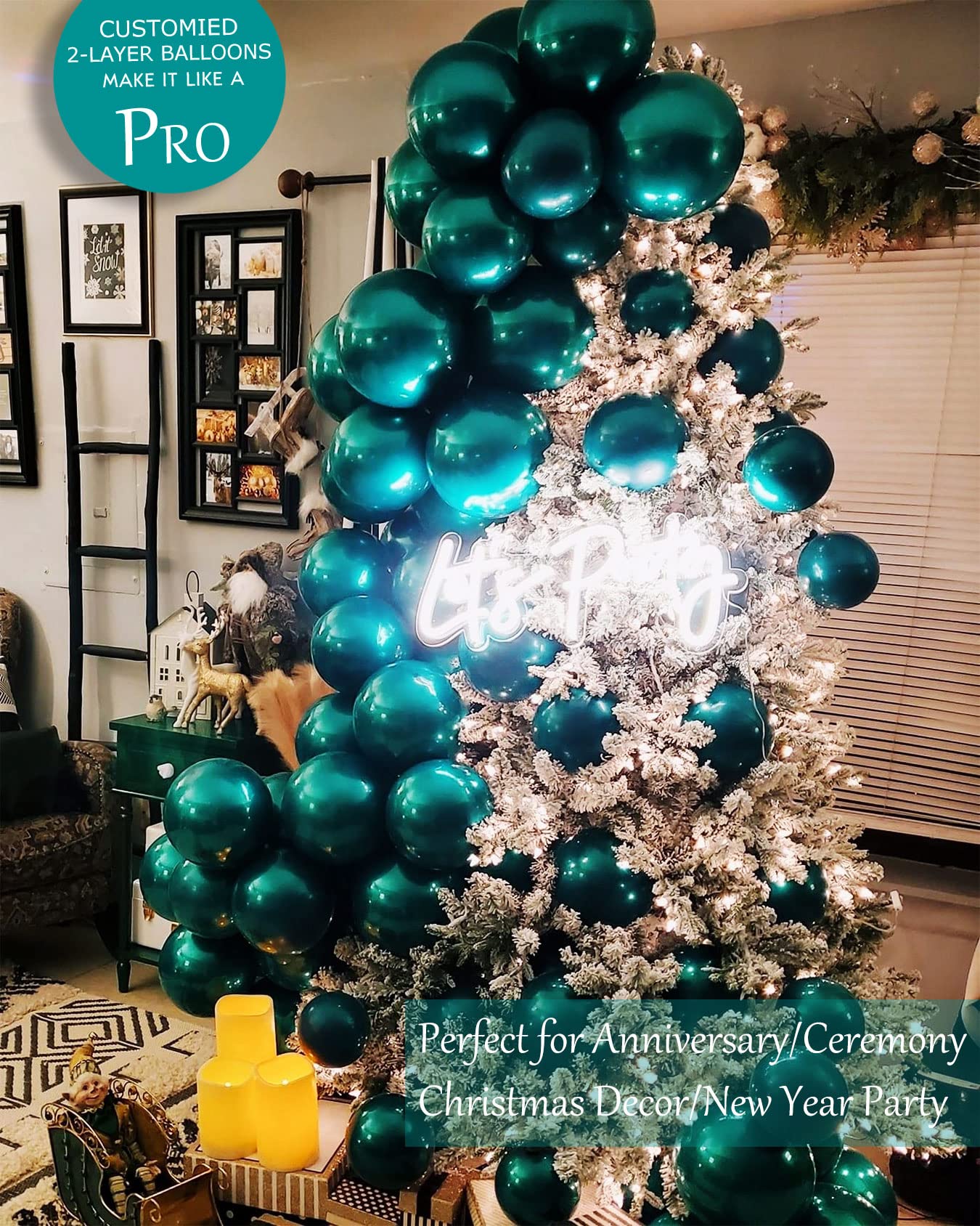 Kozee Dark Teal Balloons Double Stuffed Different Sizes 52 Pack 18+10+5 Inch 2-Layer Teal Balloon Garland Kit For Wedding Birthd