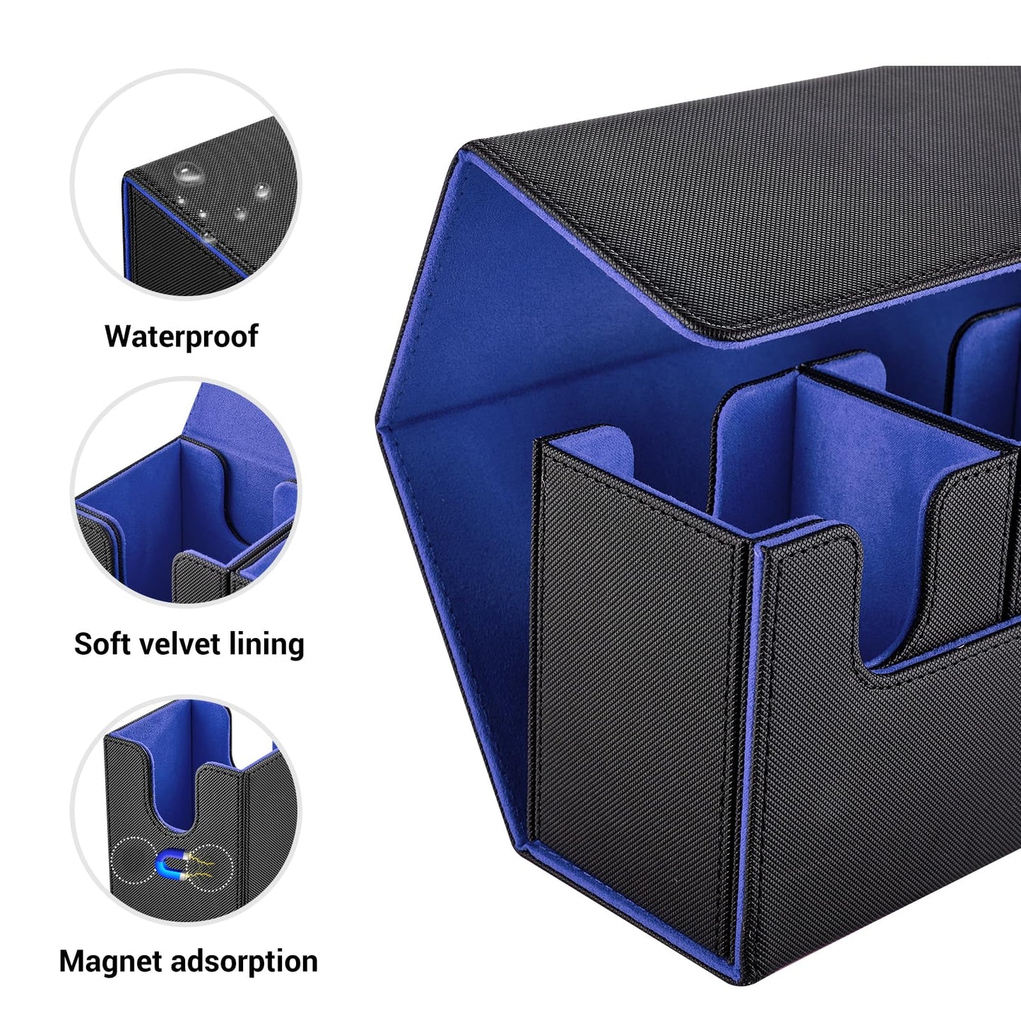 Foteemo Card Deck Box For Mtg, 4 In 1 Commander Deck Box Deck Box With Dice Tray Trading Card Deck Storage Box Holding 300+ Slee