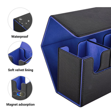 Foteemo Card Deck Box For Mtg, 4 In 1 Commander Deck Box Deck Box With Dice Tray Trading Card Deck Storage Box Holding 300+ Slee