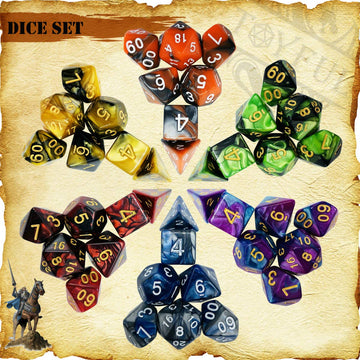 TOYFUL 6 Sets Double-Colors DND Dice Polyhedral Dungeons and Dragons DND RPG MTG Table Game Dice Bulk with Seven Free Drawstring