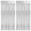 PIGETALE 2 Pack Silver Foil Fringe Curtain Backdrop, 3.2Ft x 8.2Ft Metallic Tinsel Foil Fringe Streamer Curtains for Party Photo