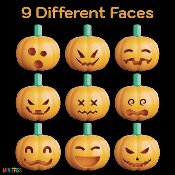 Minizfigs Halloween Spooky Pumpkin Set - 70 Piece Bulk Orange Jack-O-Lantern Pumpkins, Bats, Spiders Classic Building Toy Access