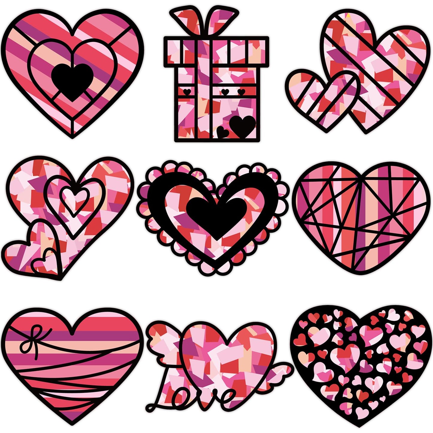 ceiba tree Valentines Day Heart Paper Suncatcher Craft Kits DIY Pink Heart Tissue Paper Suncatcher Window Stained Glass Paper C