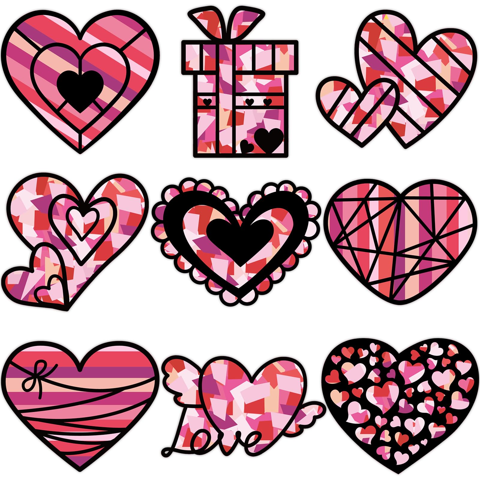 ceiba tree Valentines Day Heart Paper Suncatcher Craft Kits DIY Pink Heart Tissue Paper Suncatcher Window Stained Glass Paper C