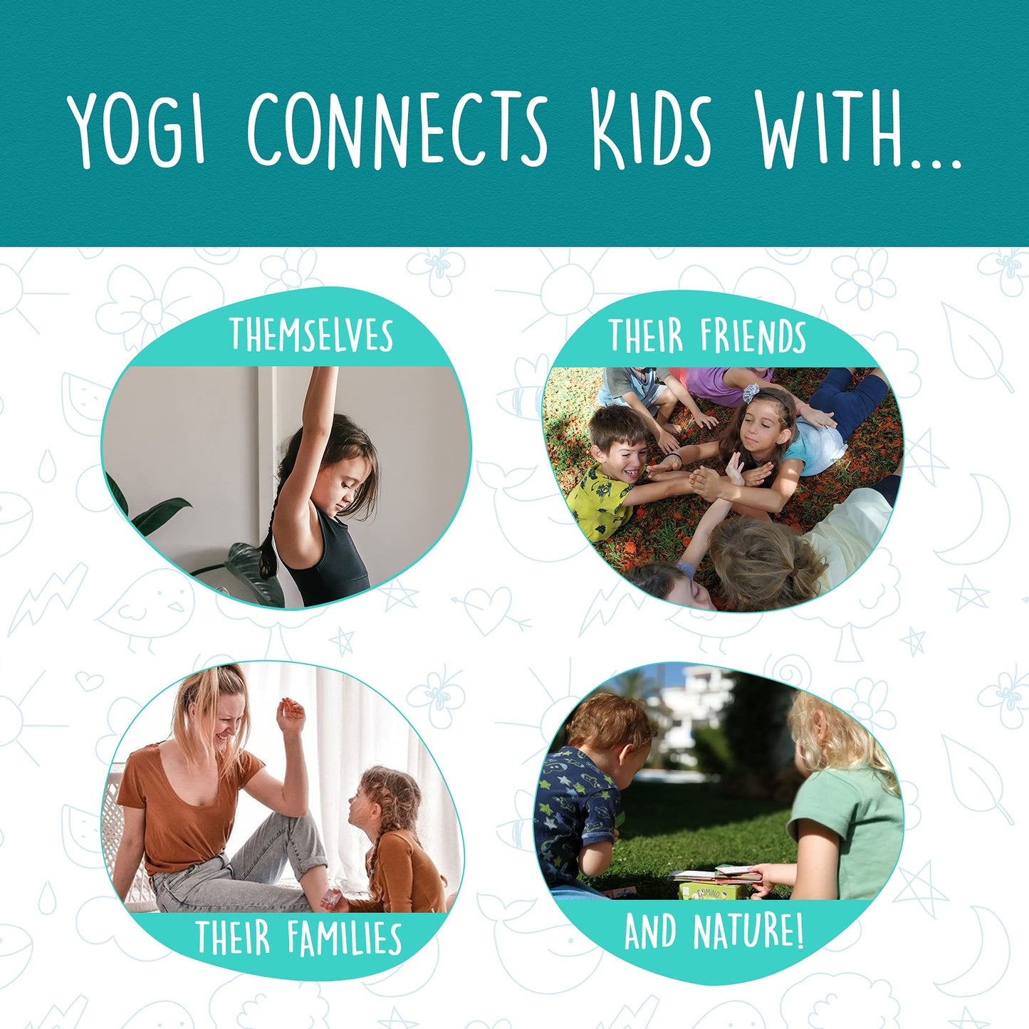 YOGi FUN Kids Yoga Cards Kit with Illustrations  Rhyming Poems  Birthday Activity and 2 DIY Dice