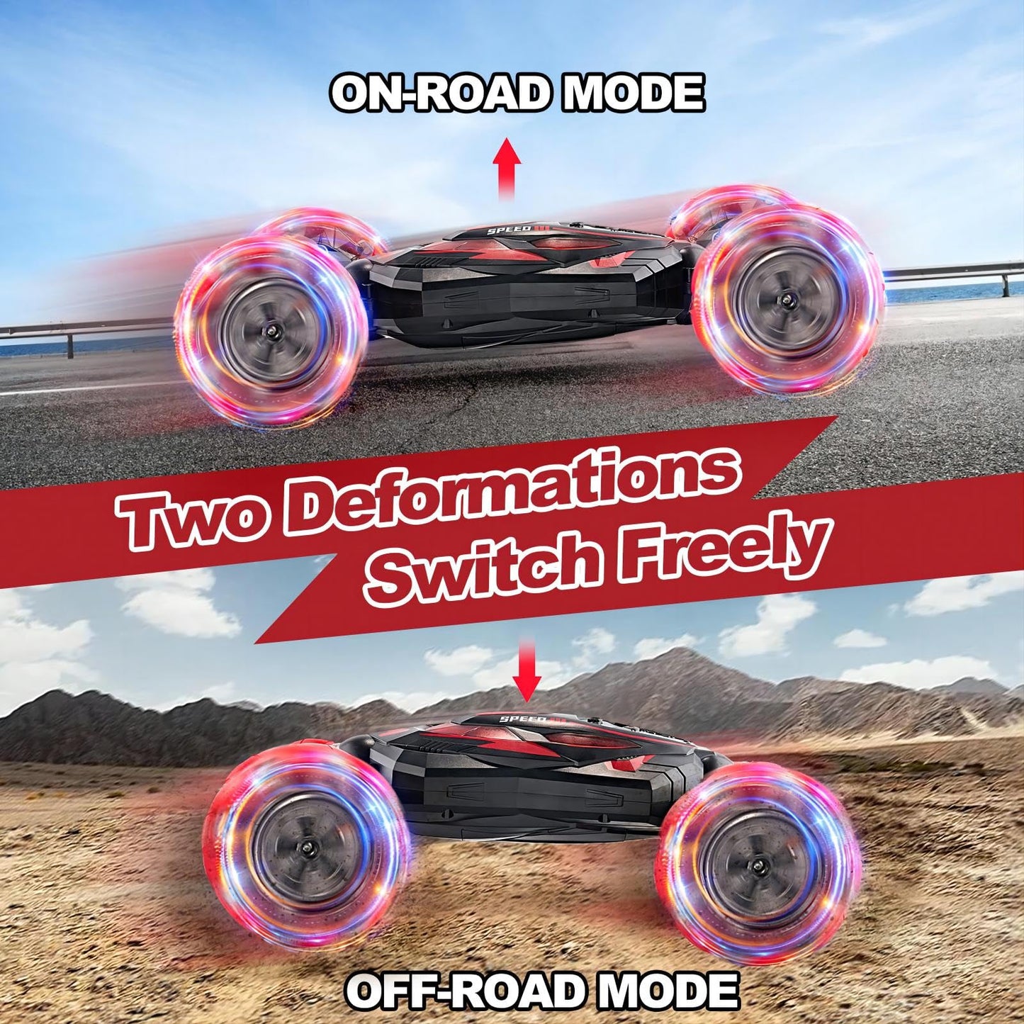 WJWMIRC 1:10 Remote Control Stunt Car 4WD 2.4 GHz Hand Gesture Sensing RC Crawler Vehicle 360 Flips with Lights Music Spray Birt