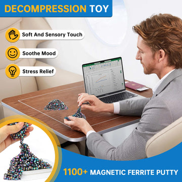 Srenmsmt Ferrite Putty, 1100 Pcs Magnetic Fidget Toy, Crags Ferrite Putty, Fidget Toys Adults For Office Stress/Anxiety Relief,