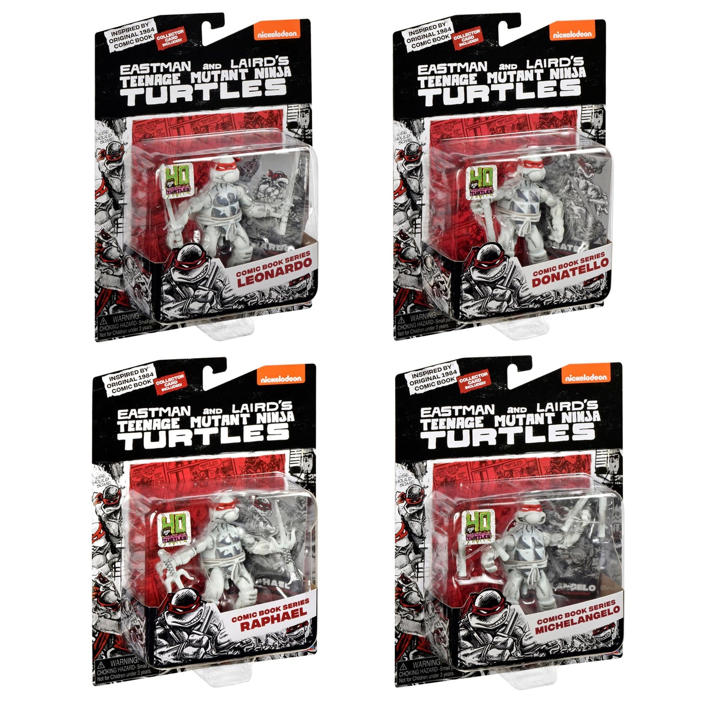 Teenage Mutant Ninja Turtles: Black and White Comic Book Figures with Comic Book by Playmates Toys