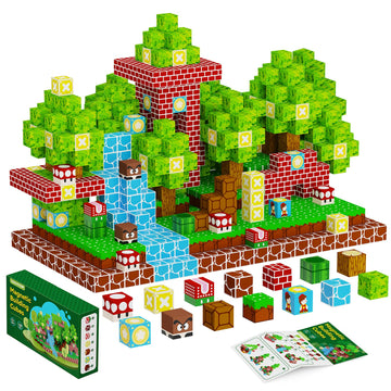 120Pcs Magnetic Blocks - Build Mine Magnet World Set, 1'' Magnetic Cubes, Stem Sensory Montessori Building Toys Valentines Chris