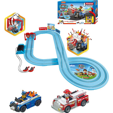 Carrera First Paw Patrol - Slot Car Race Track - Includes 2 Cars: Chase And Marshall - Battery-Powered Beginner Racing Set For K