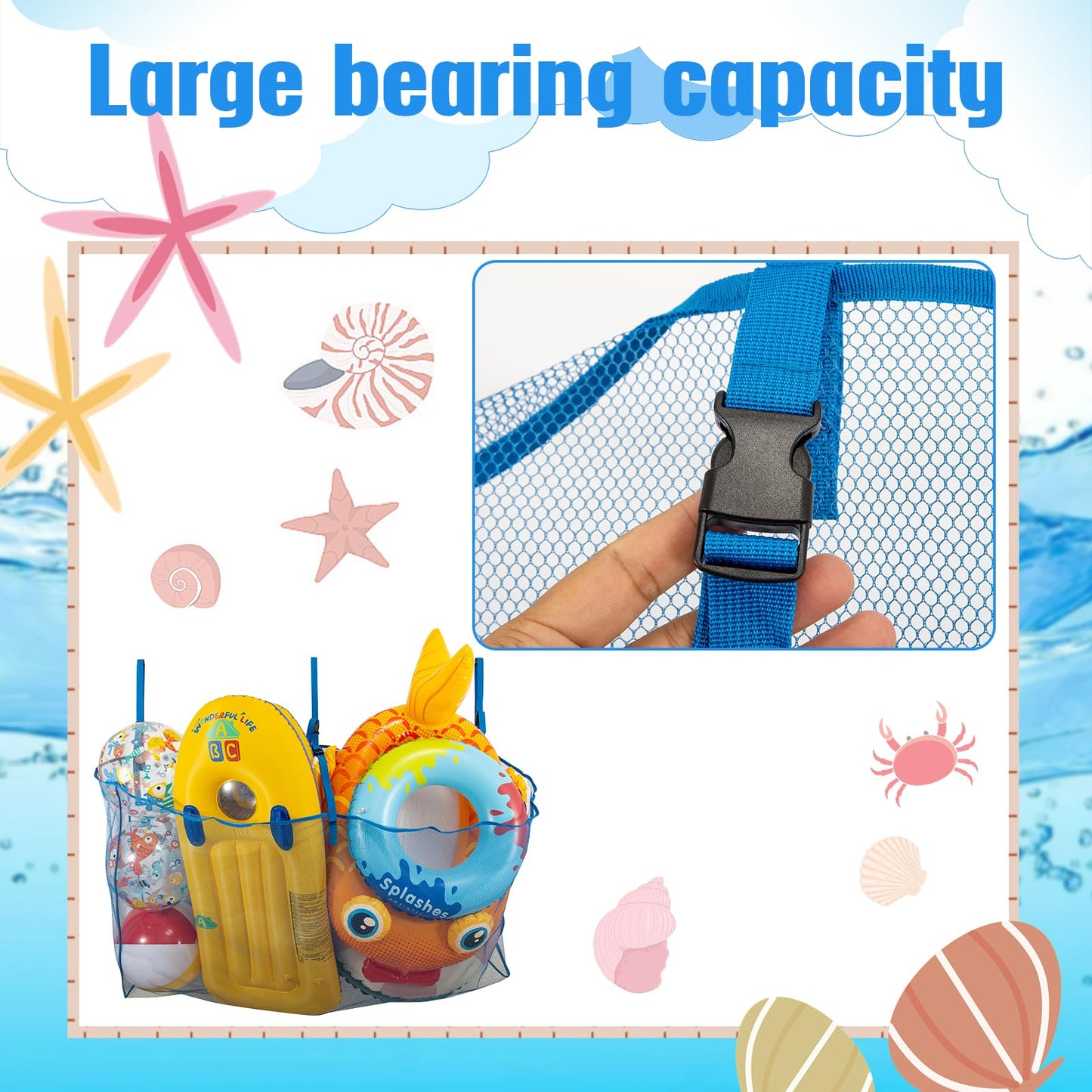 Pool Float Toys Storage Bag,Pool Float Organizer Hanging Mesh Bag For Balls,Floats,Water Inflatable Toy,High Strength Pool Toy S
