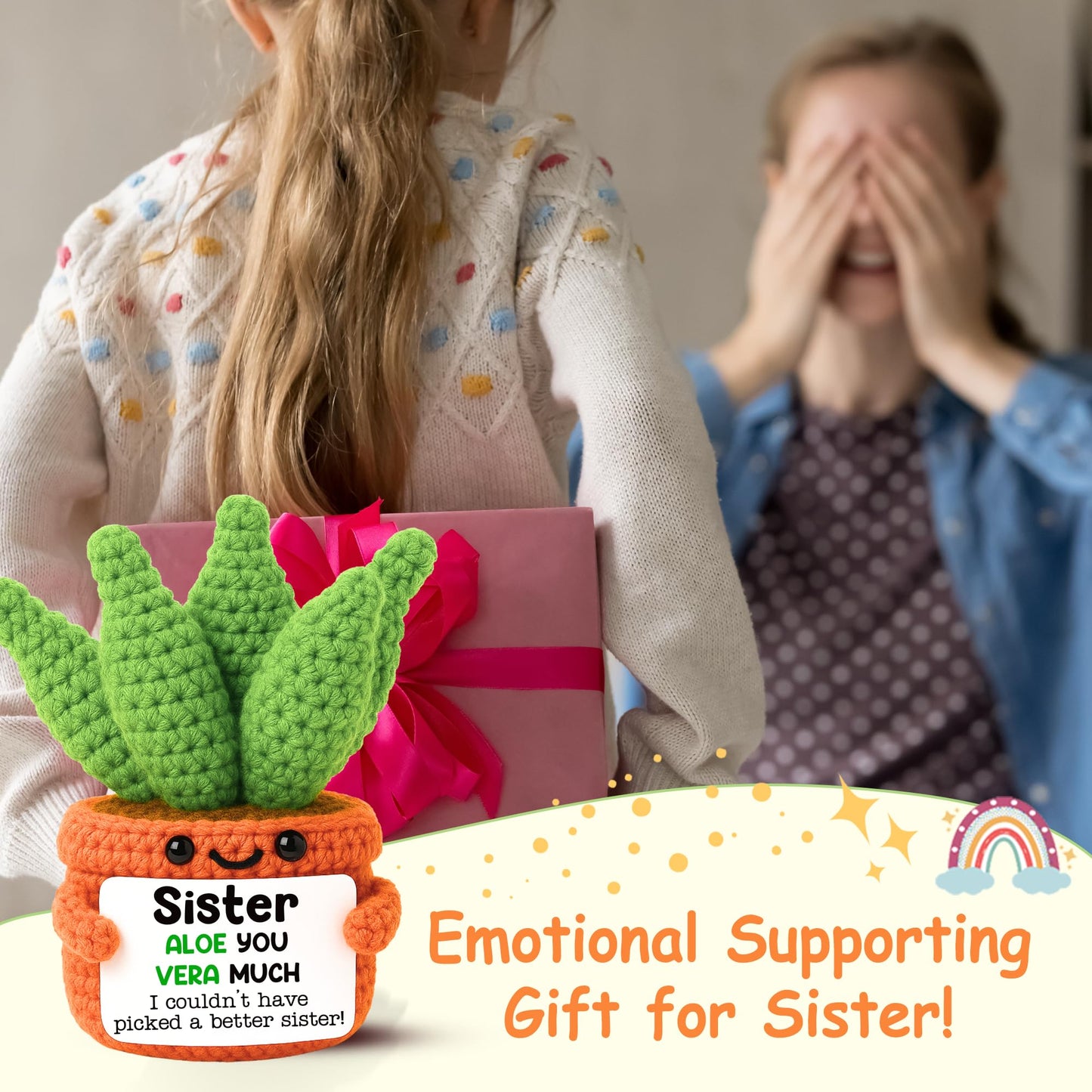 Gifts For Sister Mothers Day Positive Crochet Aloe Vera Emotional Cheer Support Crochet Mini Handmade Birthday Gift For Sister G