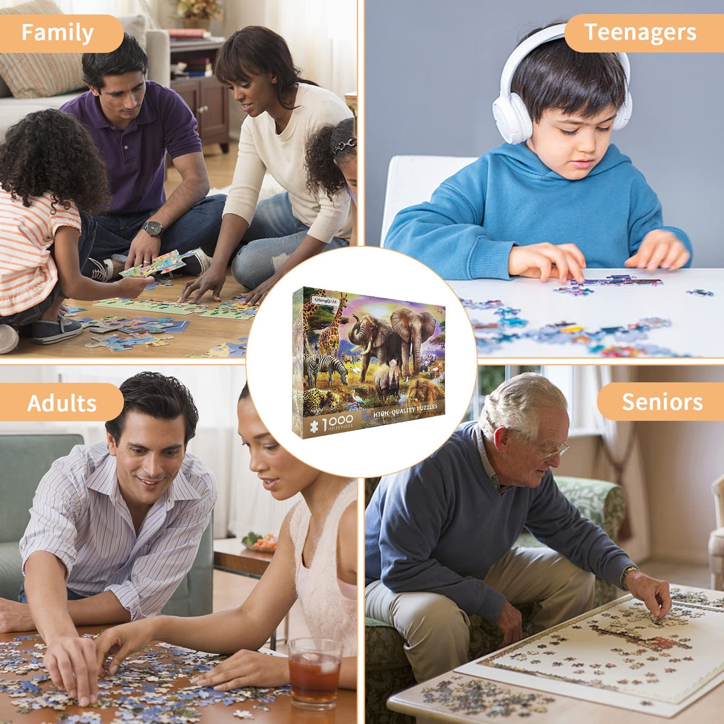 Jigsaw Puzzles 1000 Pieces African Animal Puzzles Animal World Jigsaw Puzzles for mature-themed Teens Kids Jungle Scene Jigsaw Puzzles Game Toy Gift Home Decoration