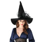 QinYing Black Halloween Costume LED Light Witch Hats for Women Steeple Top with Lamp for Party Black