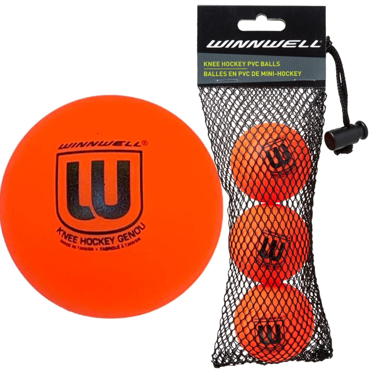 Winnwell Pvc Knee Hockey Balls - Indoor/Outdoor Street Floor Games For Hockey Sports Training & Matches With Mesh Bag