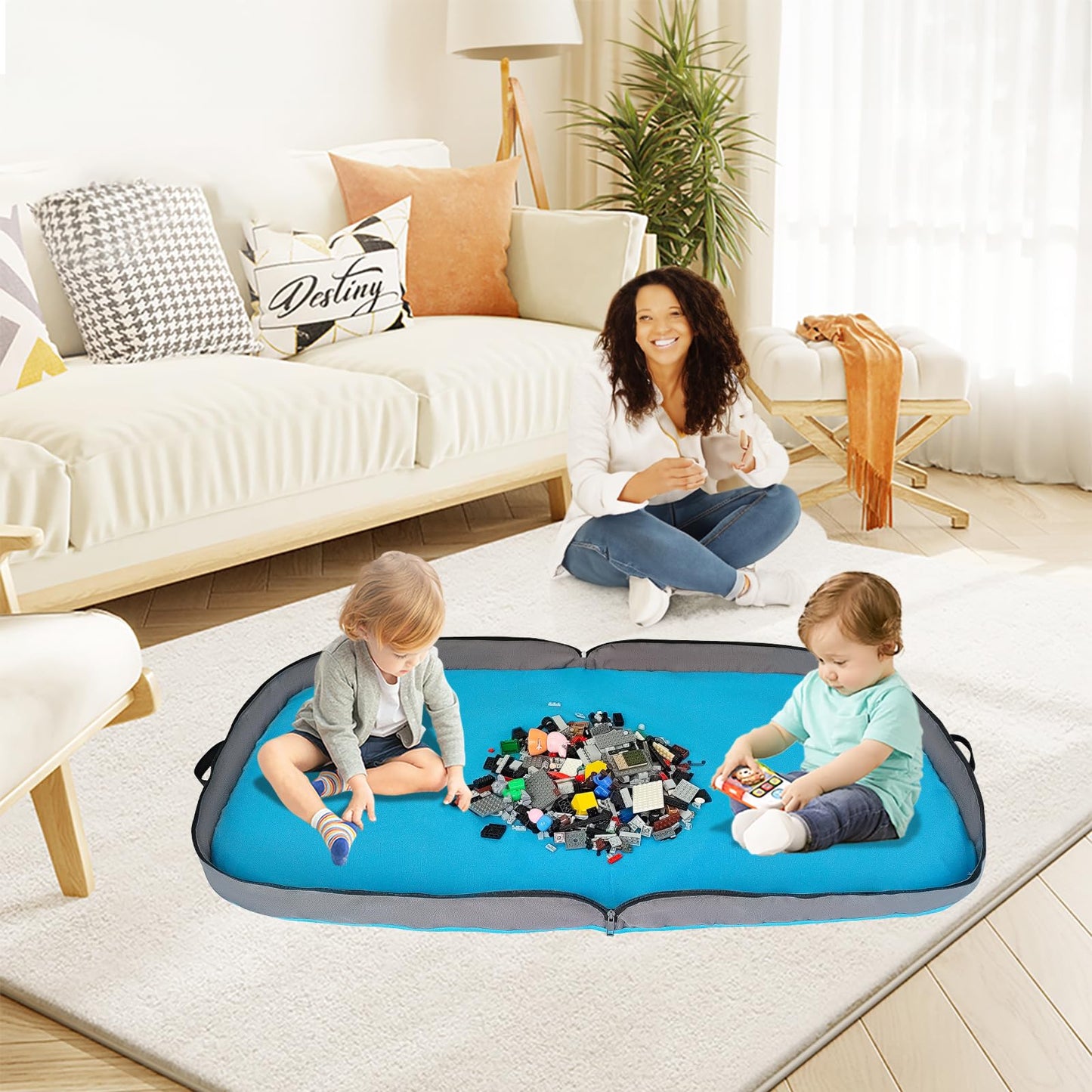Bbpara - Toy Storage Organizer & Play Mat For Building Bricks & Blocks - Toy Storage Bags Play Mat With Zipper - Easy To Keep Th