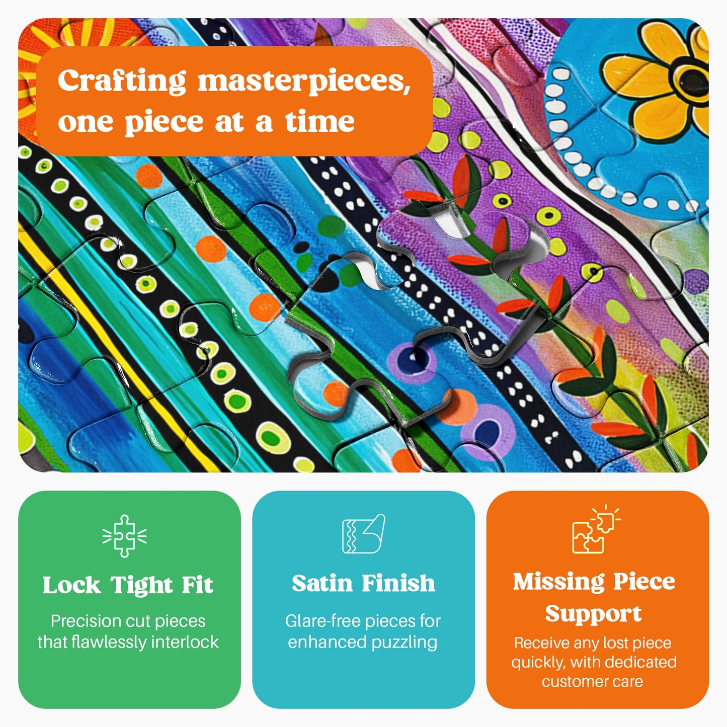 Cross & Glory - Daisy Streets and Rainbow Skies - 1000 Piece Jigsaw Puzzle for Adults | Abstract Cityscape Puzzle | Challenging