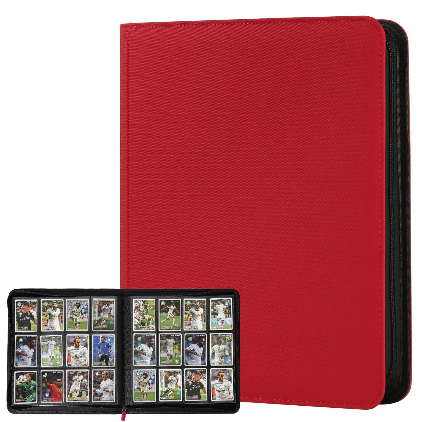 Trading Card Binder 12 Pocket  GERMUN PU Cover Card Binder for 720 Cards  enhanced Trading Card Holder Folders  Double Sided Pocket Card Album for MTG  TCG (Red)