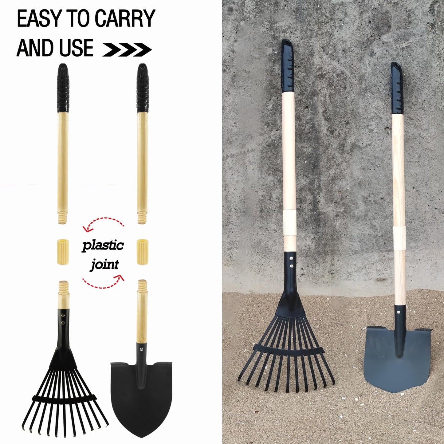 POMIKU Kids Wagon with Beach and Garden Tools Set, Kids Shovel for Digging, Rake, 8PCS Gardening Outdoor Toys for Ages 3-4