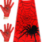 Geyoga 1 Spider Cape  1 Pair of Spider Web Gloves Costume for Halloween Christmas Birthday Costume Party School Performance(27.5 x 27.5'')