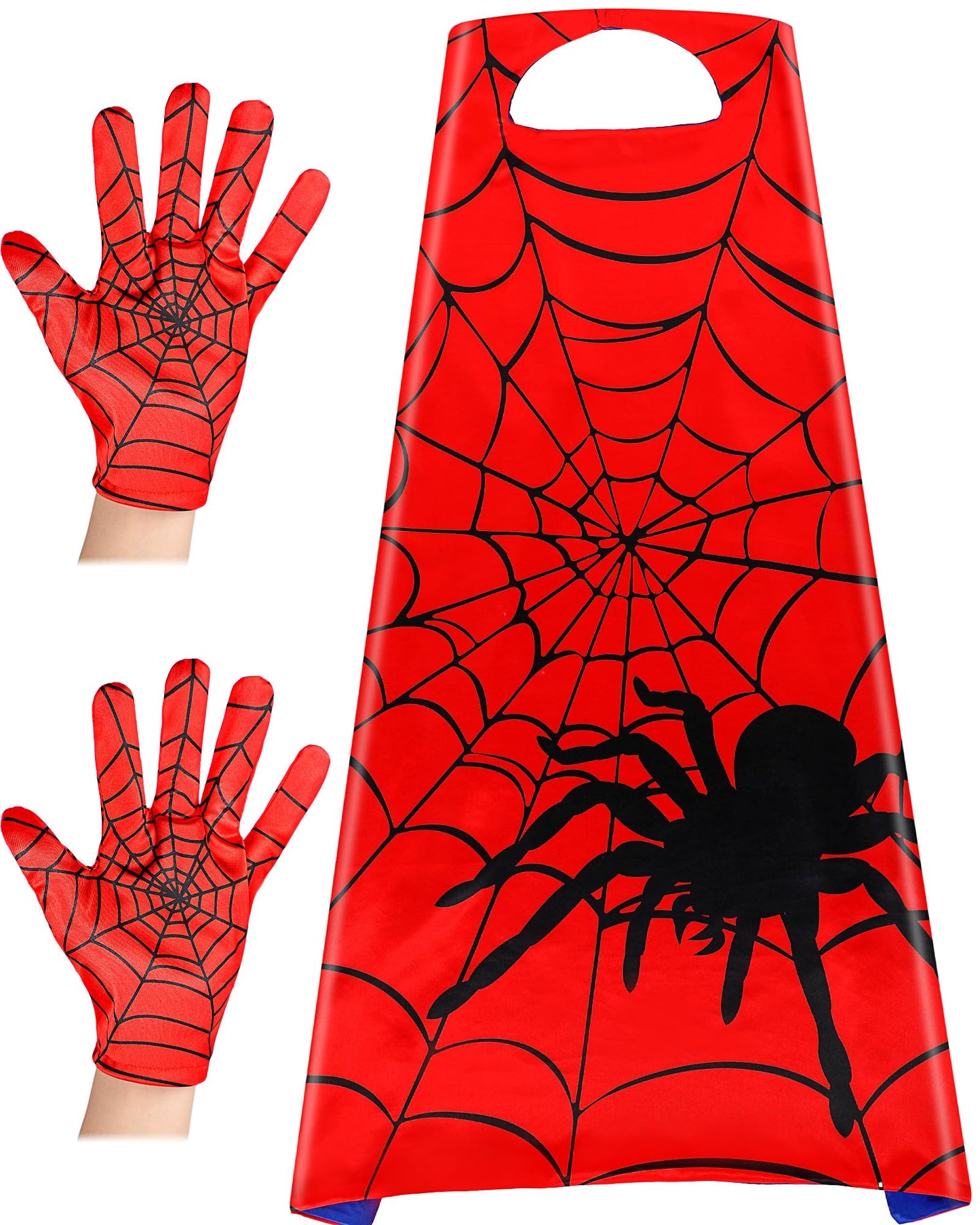 Geyoga 1 Spider Cape  1 Pair of Spider Web Gloves Costume for Halloween Christmas Birthday Costume Party School Performance(27.5 x 27.5'')