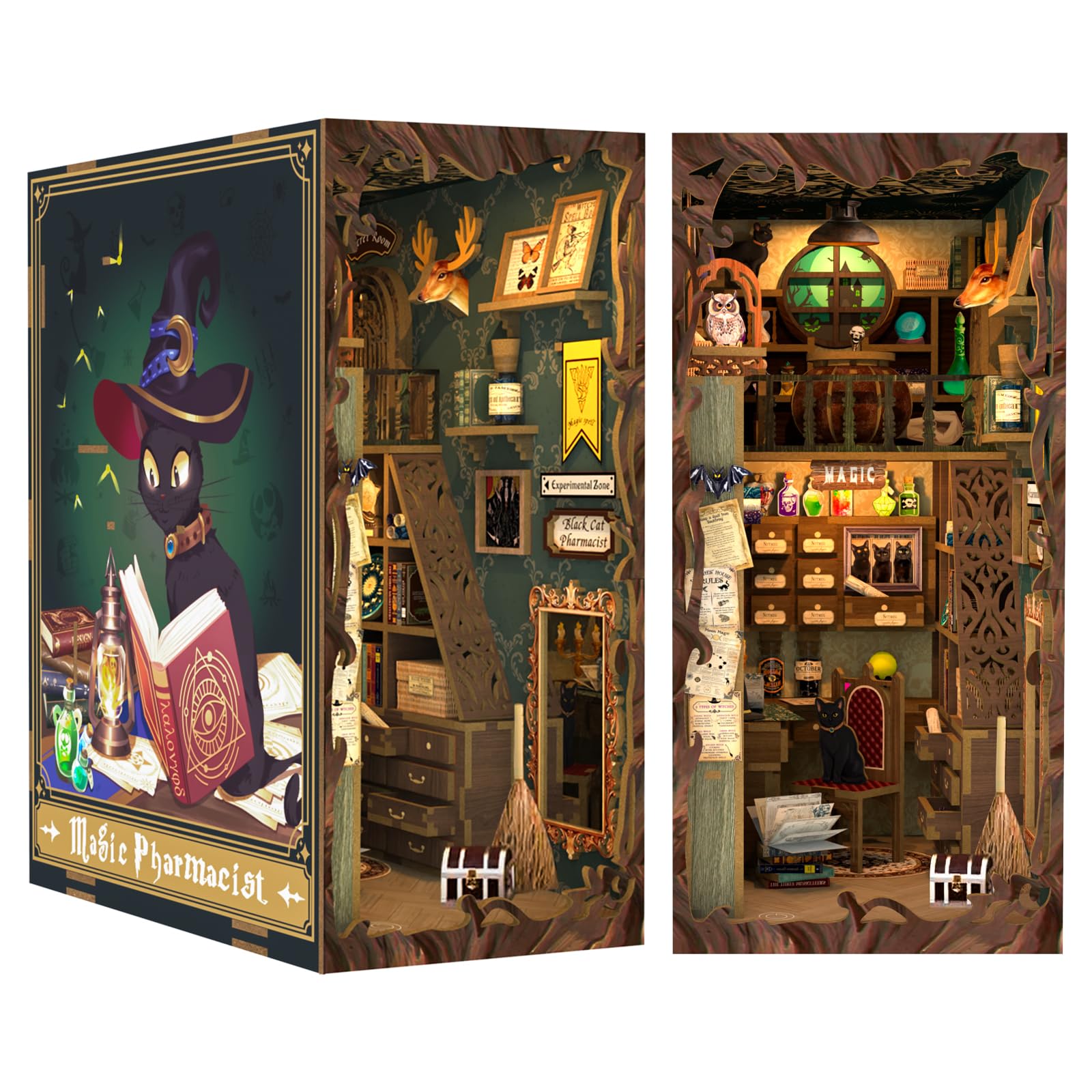 Cutebee Book Nook Kit - Diy Miniature House Dollhouse Kit For Adults And Teens, 3D Wooden Puzzle Booknook Build Bookshelf Decor, Gifts For Family And Friends