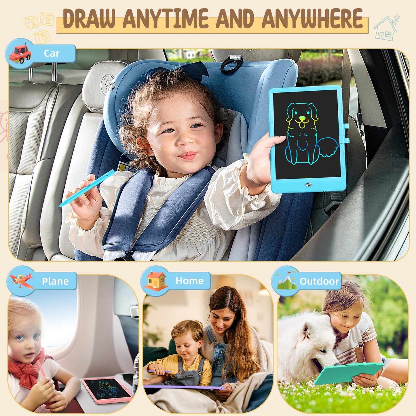 Kidopire Toys for 3-6 Year Old Girls Boys, 2Pack LCD Writing Tablet for Kids Doodle Board, Reusable Drawing Board Drawing Tablet