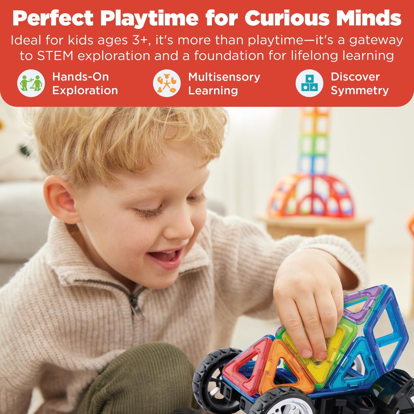 Magformers Amazing Transform 17Pc Wheel Set | Magnetic Tiles For Stem Development, And Critical Thinking | Magnetic Blocks And Building Tiles To Develop Problem-Solving Ability And Shape Recognition