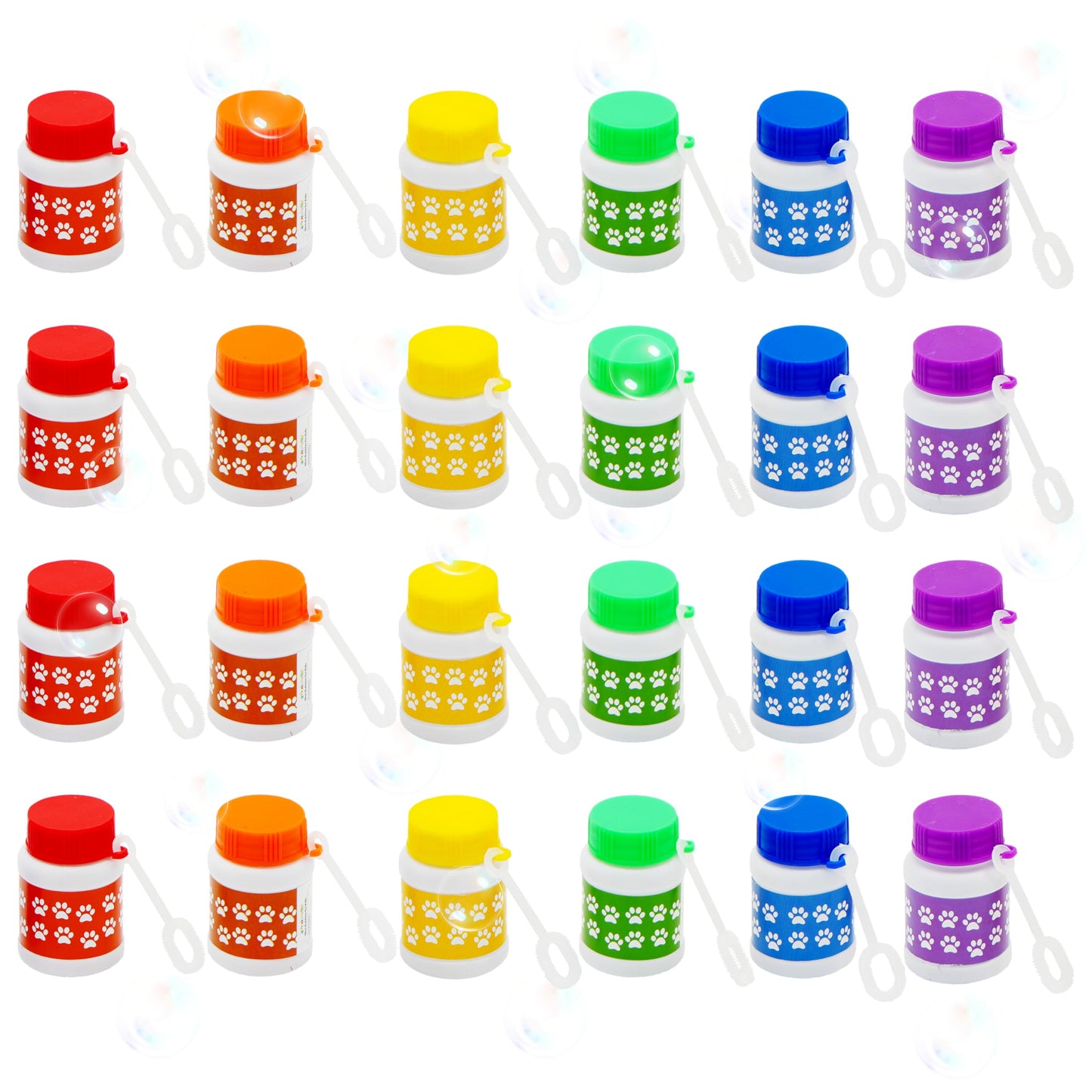 4E's Novelty Paw Print Bubble Bottles - Pack of 24 - Mini Bubbles 1 FL oz  Paw Dog Patrol Party Favors  Bubble Wand Blowing Toys for Kids Boys & Girls