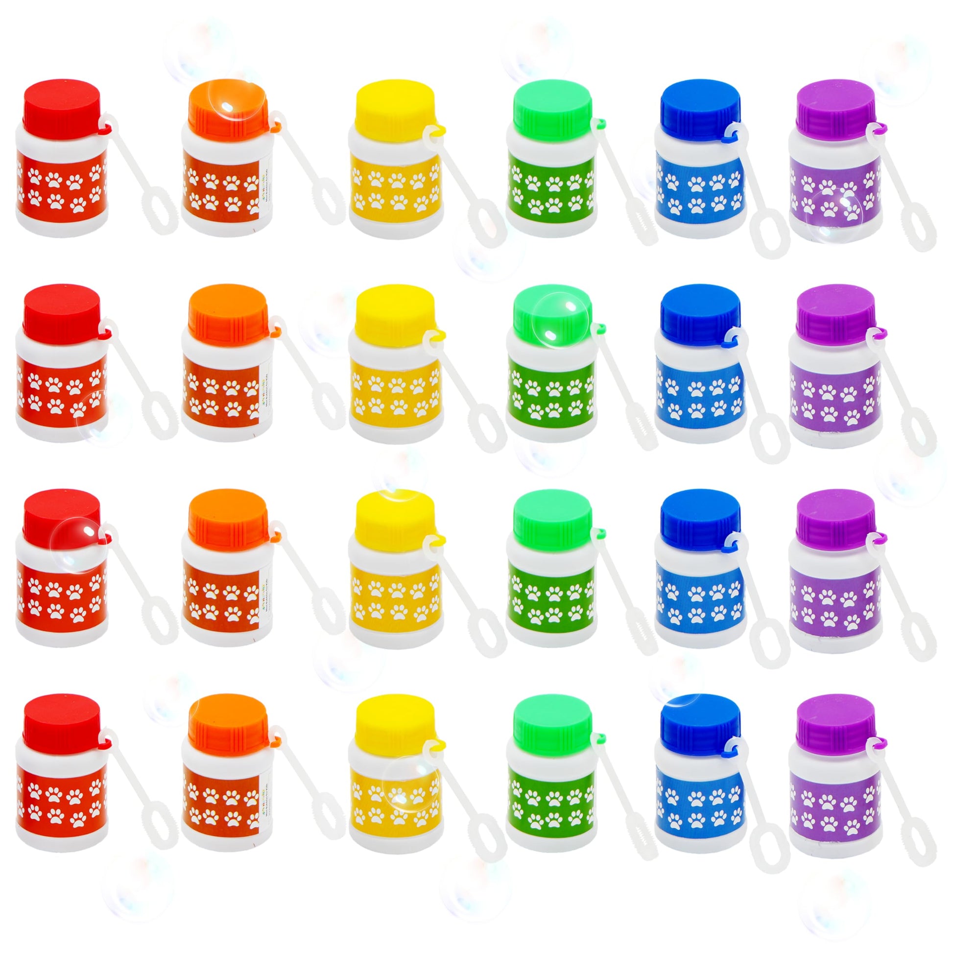 4E's Novelty Paw Print Bubble Bottles - Pack of 24 - Mini Bubbles 1 FL oz  Paw Dog Patrol Party Favors  Bubble Wand Blowing Toys for Kids Boys & Girls